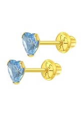 lovely 5mm yellow gold heart March birthstone baby bracelet